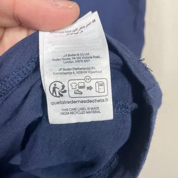 Boden 4 Leah Jersey T-Shirt Mini Dress Blue Cotton Pineapple Print Cap Sleeves - Picture 9 of 9